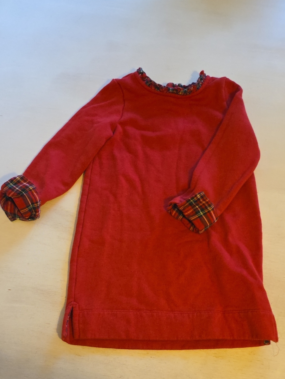 Vineyard Vines Red Shift Dress with Plaid Trim